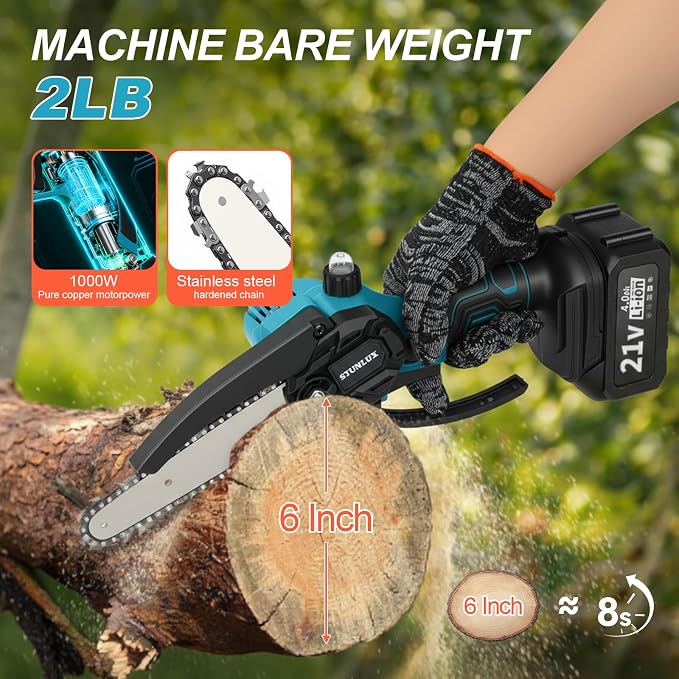 Cordless Electric Pole Saw & Pruning Shears Kit, 4-in-1 Tree Trimming Tool with 7FT Extendable Pole, 6 Inch Branch Cutter, 2×4.0Ah Battery Powered Pruner for Garden Orchard Yard