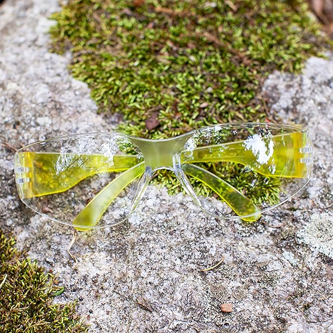 BISON LIFE Clear Safety Glasses – ANSI Z87.1 Scratch & Impact Resistant Wrap Around Eye Protection Goggles for Men & Women