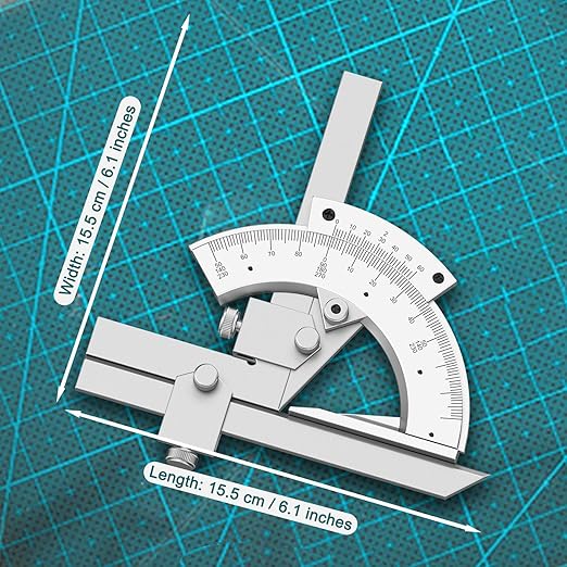 Vernier Bevel Protractor 0-320° Accuracy 0.02° Fine Tuning Carbon Steel Protractor with Storage Box,Angle Measuring Tool for Woodworking Carpenter Construction DIY
