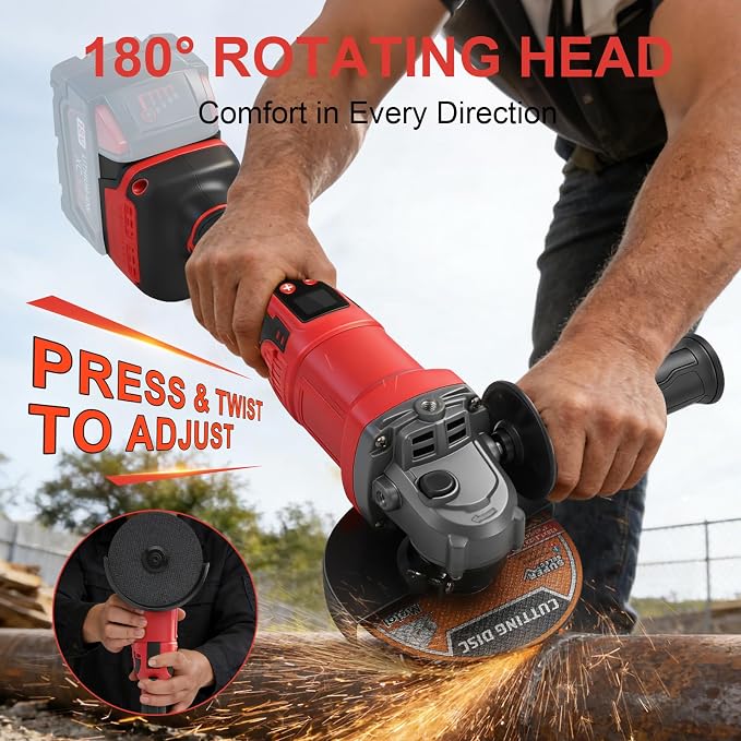 2-in-1 Cordless Angle Grinder & Circular Saw for Milwaukee M18 18V Battery | No Battery, 4-1/2" to 5", 180° Rotating Head, 3-Speed with LED Display, 9300RPM Brushless for Cutting, Grinding, Polishing