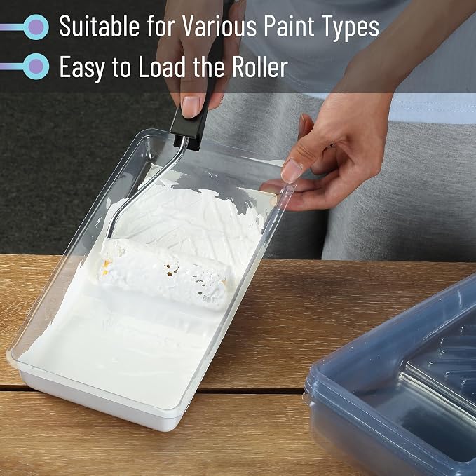 Bates- Paint Tray Liner, 4 Inch, 30 Pack, Clear, Plastic Disposable Paint Tray for Painting Walls