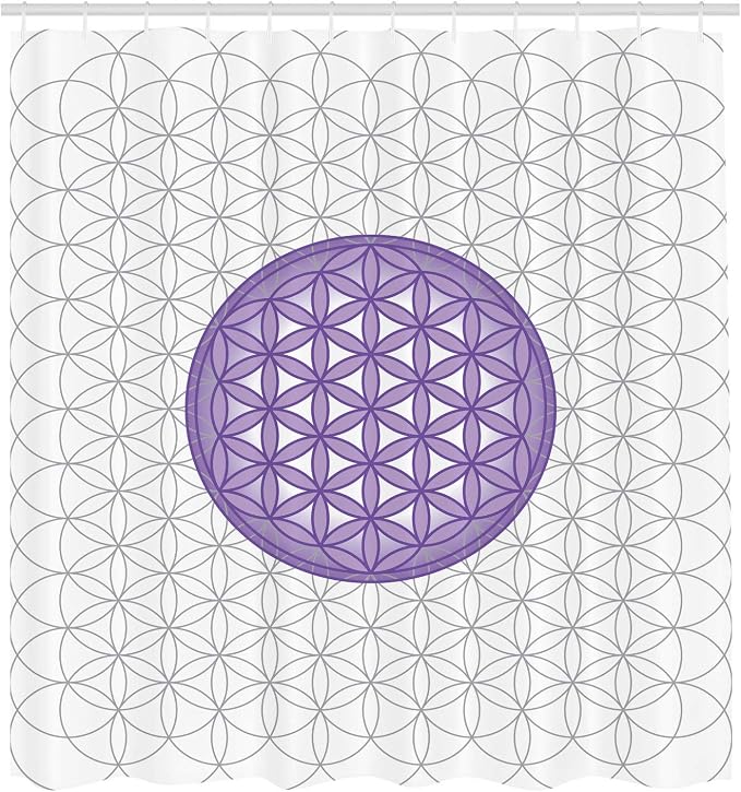 Ambesonne Geometry Shower Curtain, Interlace Circles of Time and Space Theme Vortex Natural Geometry Myth Form, Cloth Fabric Bathroom Decor Set with Hooks, 69" W x 84" L, Blue Violet