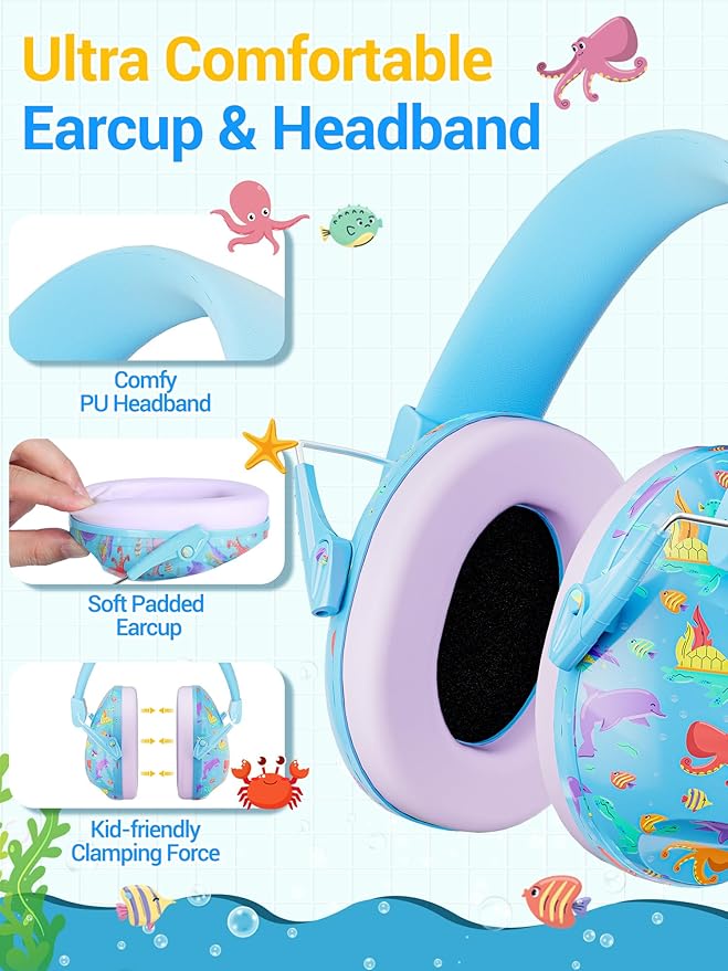 Dr.meter Kids Ear Protection for Monster Jam, Noise Cancelling Headphones for Kids Autism Sensory, Noise Reduction Ear Muffs for Track, Concerts, Fireworks, Mowing Hearing Protection Earmuffs