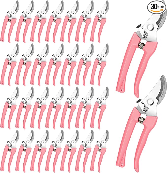 Chumia 30 Garden Flower Shears Pruning Scissors Heavy Duty Plant Scissors Trimming Garden Clippers Hand Tree Pruner for Yard Gardening Plants Hedge Flower Tree Cutting Secateurs (Pink)