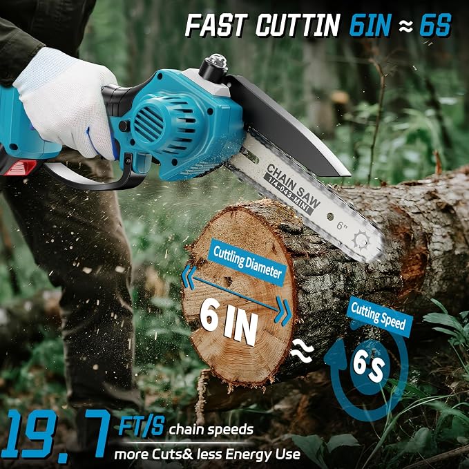 Pole Saws for Tree Trimming, 2-in-1 Pole Saw＆6 Inch Mini Chainsaw,with Extension,Max Reach 16 Ft,Electric Pole Saw Used for Wood Cutting and High-Branch Pruning,2× 21V 2.0Ah Battery