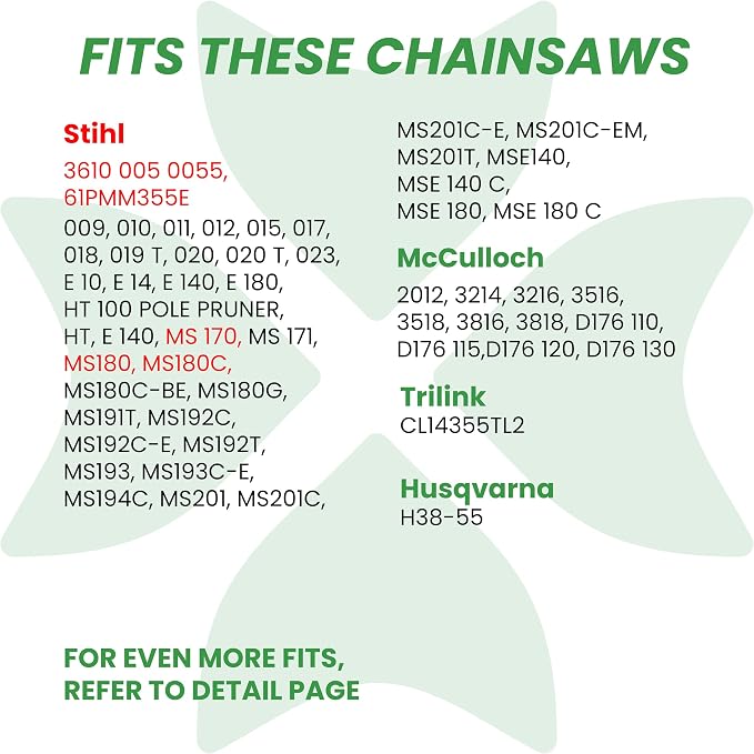 BYANE 16-Inch Carbide Chainsaw Chain 3/8"LP Pitch .043" Gauge 55 DL | Fits Stihl MS170, MS180C, MS192T, and HT131 Pole Saws (Replaces 61PMM355, R55)