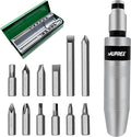 AUPREX Manual Impact Screwdriver, 1/2” Reversible Hand Impact Driver Set, Hammer Screwdriver with 12-Piece CR-V Slotted, Phillips, Hexagonal Bits Set for Removing Rusted Fasteners or Frozen Bolts