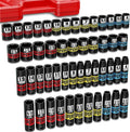 50 Piece 1/4" Drive Impact Socket Set, SAE (5/32" - 9/16") & Metric (4 mm - 15 mm), Deep and Shallow Sockets, Auto Repair Bicycle Maintenance and Furniture Assembly
