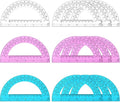Zonon 12 Pack 6 Inch Plastic Protractor 180 Degrees Pink Blue Clear Protractors for Classroom, School, Math, Teacher, Student Office Supplies, Geometry, Angle Measurement, Christmas Gifts