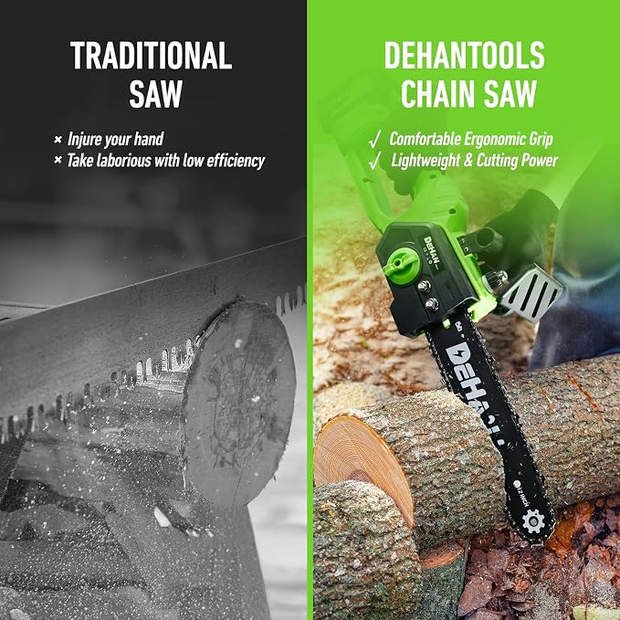12 Inch Brushless Battery Chainsaw Cordless Mini Chain Saw with 2x4.0A Batteries and 3 Chains, Battery Powered Handheld Chainsaw for Tree Trimming Electric Tree Trimmer for Men