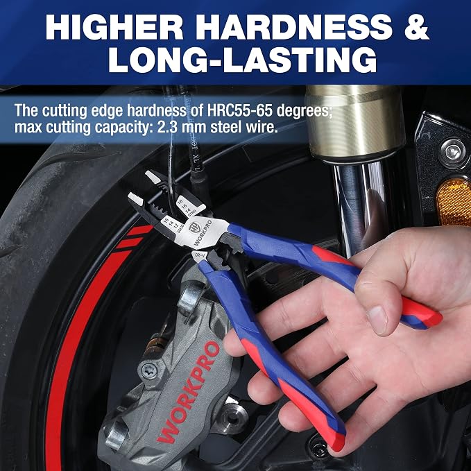 WORKPRO Pliers Set, Premium Cr-V Construction & WORKPRO 8-in Linesman Pliers with Wire Cutter and Stripper