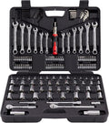 MECHMAX 161-Piece Mechanics Tool Set with SAE Metric Sockets | Premium alloy steel full socket wrench kit. Professional automotive repair hand tool set for garage, car and truck