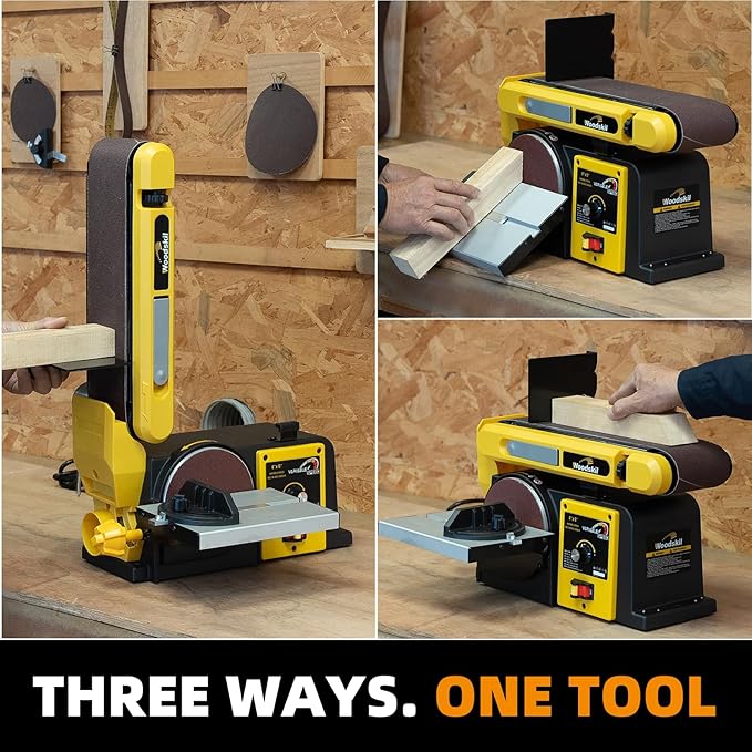 Woodskil Variable Speed Belt Disc Sander, 4 x 36 Inch Belt & 6 Inch Disc 3A Benchtop Sander Combo Machine, 2000-4000 RPM, 1060-2110 FPM for Woodworking, DIY