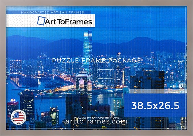 ArtToFrames Puzzle Frame for Buffalo Games 1500, 2000 Piece Jigsaw Puzzles, 38.5x26.5 Inch (98x67 cm), Latte Engineered Wood with Economy Acrylic, Ready to Hang Puzzle Display
