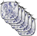 Lunarable Gallus Chair Cushion Pads Set of 6, Floral Pattern with Flowers and Birds Feathers Wings Leaf Ornament Folk Art, Anti-Slip Seat Padding for Kitchen & Patio, 16"x16", Violet Blue White