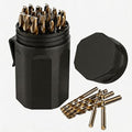 29PCS Drill Bit Set, M2 HSS, 135°Tip, Twist Jobber Length Drill Bit Kit for Hardened Metal, Cast Iron, Stainless Steel with Indexed Round Case,1/16"-1/2"