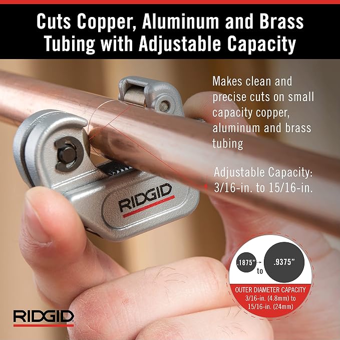 RIDGID 29963 Model 35S 1/4" to 1-3/8" Stainless Steel Tubing Cutter with X-CEL Knob, Silver