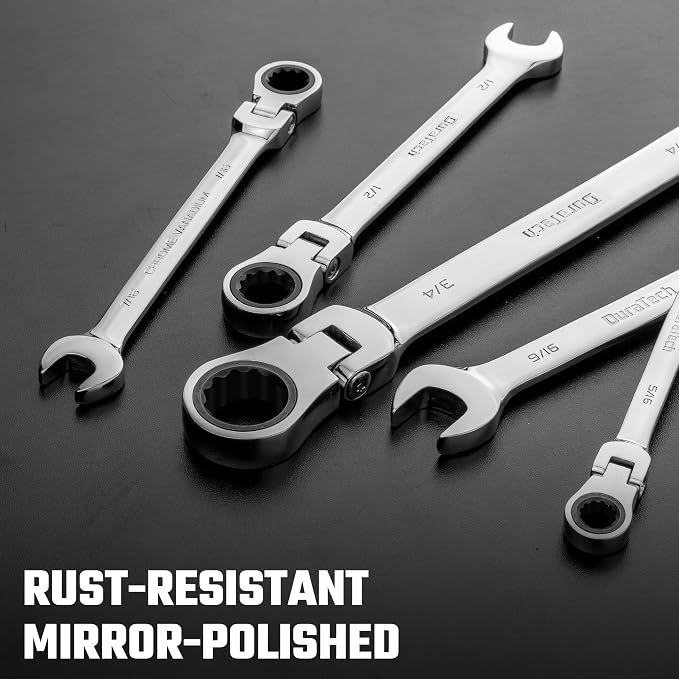 DURATECH 5/16" Flex-Head Ratcheting Combination Wrench | SAE, 72-Tooth, CR-V Steel