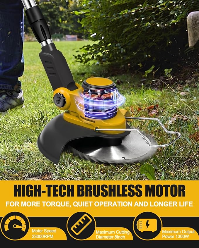 Cordless Weed Wacker for Dewalt 20V Battery(Battery Not Included), with 5 Types Blades, Brushless Motor, Lightweight Grass Trimmer/Brush Cutter for Lawn Yard Garden
