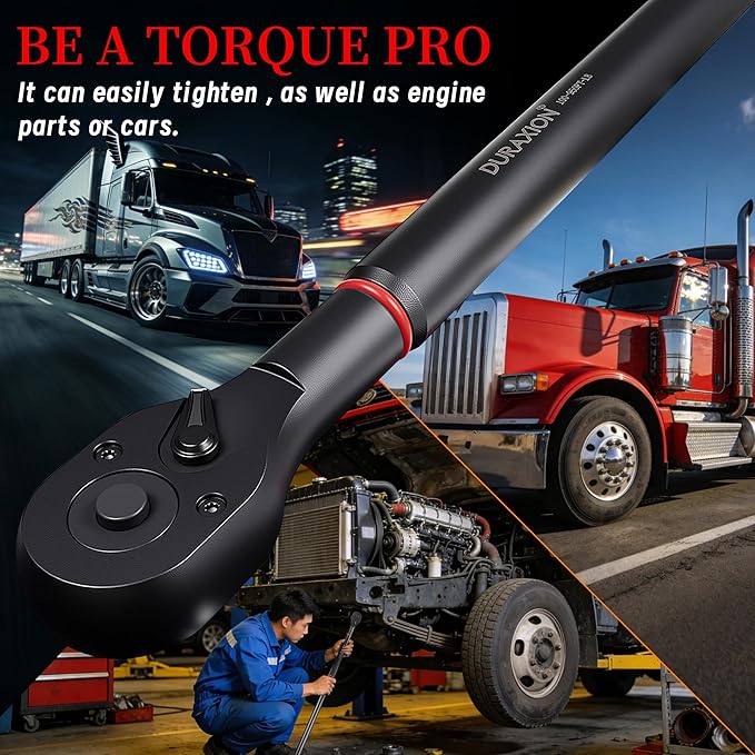 3/4-Inch Drive Torque Wrench 100-950ft.lb/135.58-1288.03Nm, ±3% Precision Dual Direction Torque Wrenches with 48-Tooth Dual Range Scales with Ft.Lbs and N.m