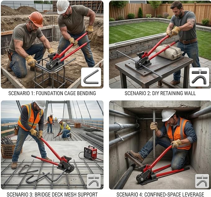 Chasesun Heavy Duty Manual Rebar Bender and Cutter – Cuts & Bends Up to 5/8" (#5) Rebar, 0°–180° Adjustable Angle, Alloy Steel Rebar Cutters & Benders for Construction & DIY