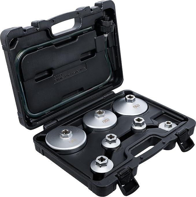 BGS 72054 | Oil Filter Wrench Set | with Oil Filter Drain Hose | for VAG, BMW, Citroën, Peugeot, Ford, Mercedes-Benz, Opel / Vauxhall, Volvo | 8-pcs.