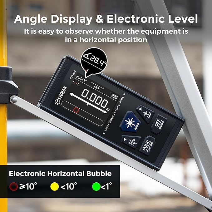 CIGMAN Dual Laser Distance Meter 393ft/120M Bilateral Laser Measurement Tool Rechargeable Laser Measure with M/in/Ft Multiple Units Multifunctional Laser Measure(Laser Level is Class II,Output<1mW)