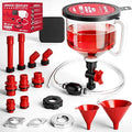 22-Piece No-Spill Coolant Filling Funnel Kit and Siphon Hose Pump, Radiator Coolant Filling Spill-Proof Funnel Kit with Adapters, Extensions, PVC Hose, Engine Oil Funnels, Towel for Universal Vehicle