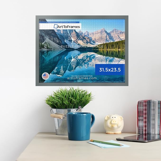 ArtToFrames Puzzle Frame for Buffalo Games 1500 Piece Jigsaw Puzzles, 31.5x23.5 Inch (80x60 cm), Granite Engineered Wood with Economy Acrylic, Ready to Hang Puzzle Display