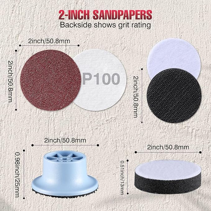 LET'S RESIN LRP-2393 4-in-1 Resin Sander Accessory Kit - 203pcs 2 Inch Hook & Loop Sandpapers, Sanding Disc & 2*Buffing Pads (60/80/100/180/320/600/1000/1500/2000/5000) for Resin Crafts