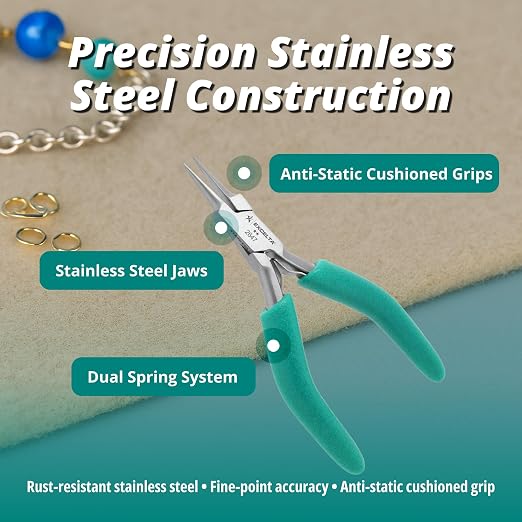 Excelta Precision Stainless Steel Needle Nose Pliers, 4.75 Inch