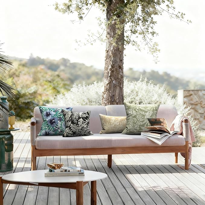 LVTXIII Outdoor Pillows 20x20 Inch, 2 Pack Large Decorative Square Throw Pillows with Inserts for Couch, Bed, Floor Seating, Patio Furniture, Tropical Leaf Green