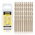 CaRoller 1/8 Inch Cobalt Drill Bit Sets,10 Pack 135 Degree Tip of M35 Length Twist Drill Bits with Storage Case for Hard Metal, Stainless Steel, Cast Iron, Wood and Plastic (1/8"-10pcs-M35)