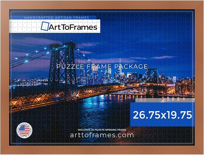 ArtToFrames Puzzle Frame for Buffalo Games 1000 Piece Jigsaw Puzzles, 26.75x19.75 Inch (68x50 cm), Burnt Umber Engineered Wood with Economy Acrylic, Ready to Hang Puzzle Display