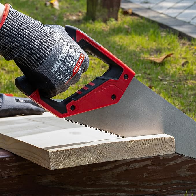 HAUTMEC 14" Hand Saw for Wood Cutting & Woodworking, 11 TPI Small Crosscut Handsaw with Triple-Ground Teeth, Fine Cut Saws for PVC, Plastic & Trees