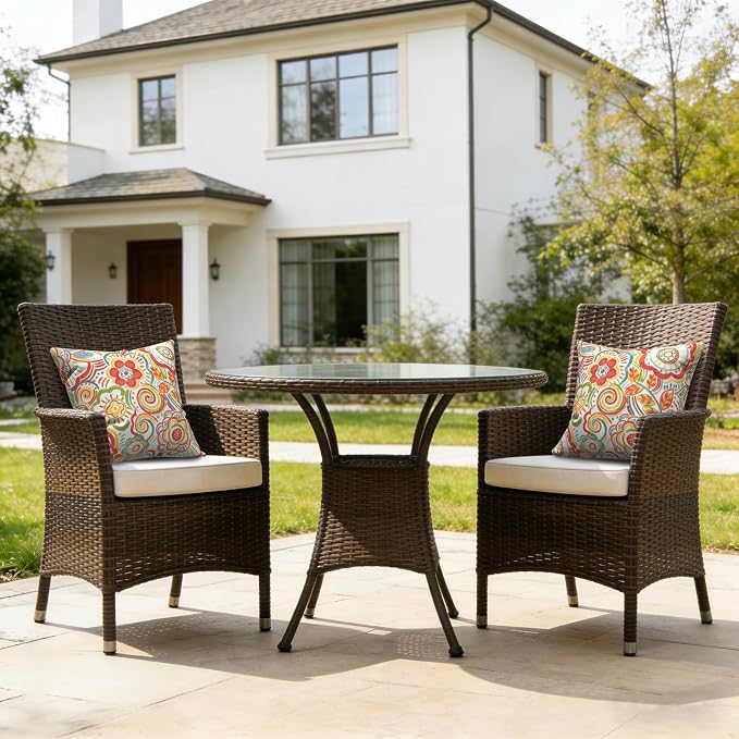 LVTXIII Outdoor/Indoor Throw Pillows, Decorative Throw Pillows with Inserts, 18"x18" Square Pillows for Bed, Couch, Sofa and Patio Furniture (Set of 2, Flower Multi)