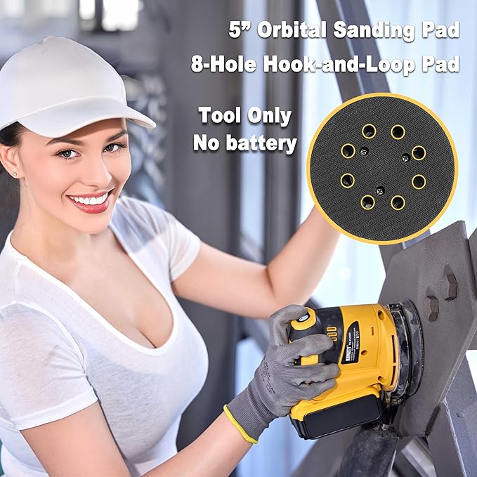 Random Orbital Sander for DEWALT 20v Battery, 5-Inch Variable Speed Orbital Hand Sander with Dust Collector for Sanding and Polishing (Tool Only,No Battery)