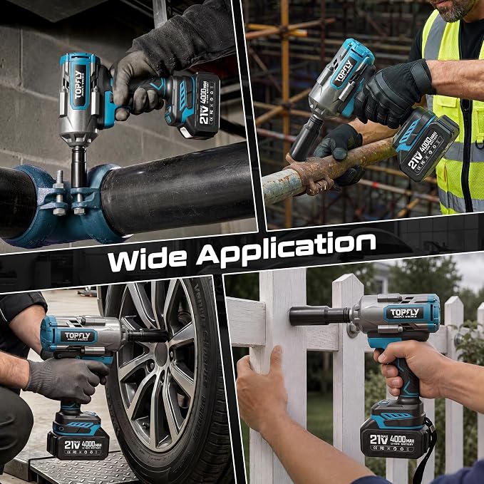 Impact Wrench 1500N.m(1106Ft-lbs) Brushless, 1/2 High Torque Impact Gun with 2x4.0Ah Batteries, Cordless Impact Wrench, 4 Variable Speeds, 3500RPM Impact Driver for Car/Heavy Truck/Pickup