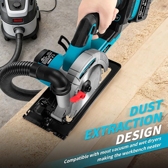 6" Cordless Circular Saw, Sierra Circular Inalambrica with 2 x 6.0Ah Battery, 7000RPM Brushless Handheld Circle Saw with 3 Blade, Max Cutting Depth 2-1/6"(90°), 1-1/4"(45°) for Wood Metal PVC