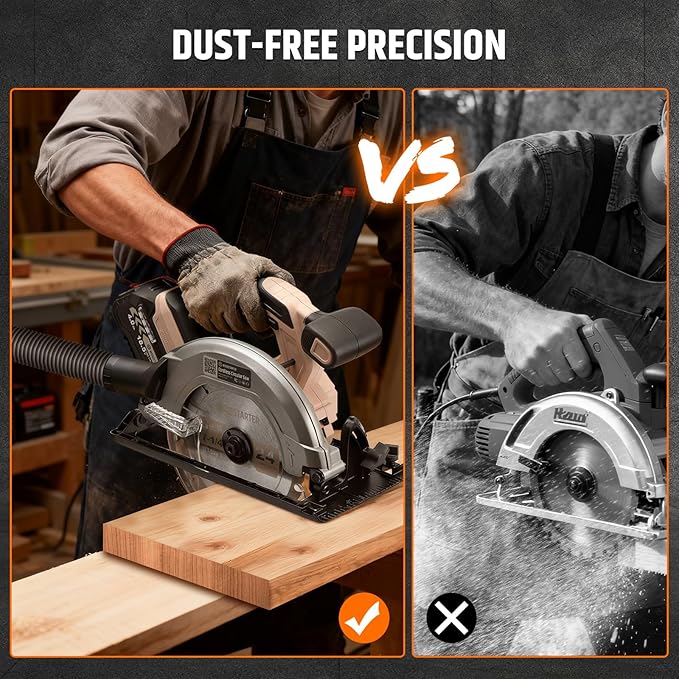 Cordless Circular Saw, 7-1/4" Electric Circular Saws with 5000RPM Brushless Motor, 45° Bevel Cutting, Max Depth 2-1/2", LED Light, Carpentry Tool for Precision Cutting (Battery & Charger)