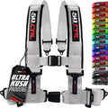 1pc 50 Cal Silver 4 Point Harness 2in Straps, Racing Harness Seat Belt | Ultra Kush padding, Push Button quick release hardware. Universal Fit for UTV, RZR, race car.