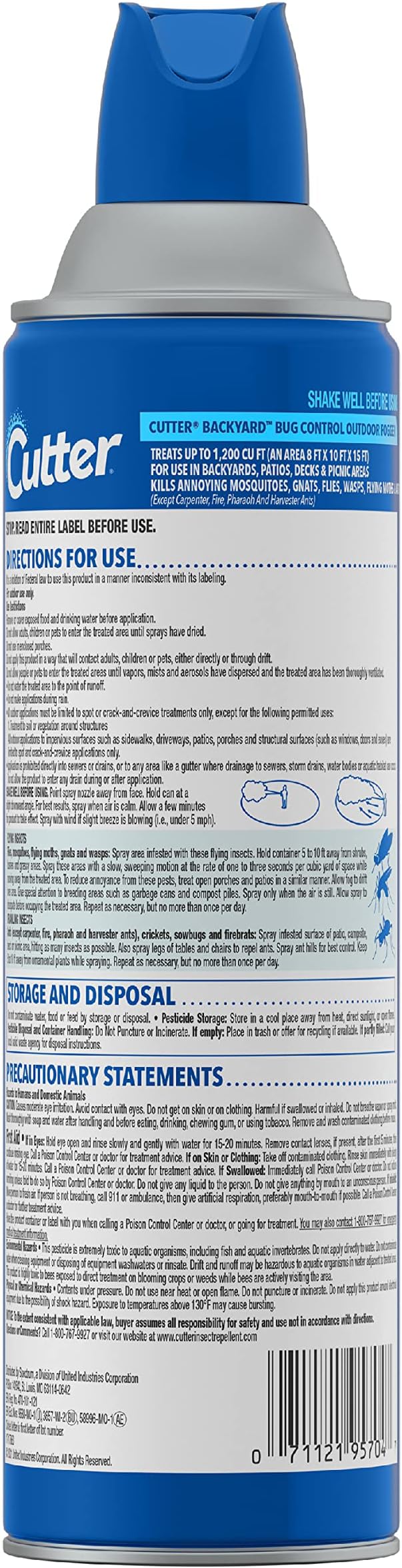 Cutter Backyard Bug Control Outdoor Fogger (12 Pack), Kills Mosquitoes, Fleas & Listed Ants, 16 fl Ounce