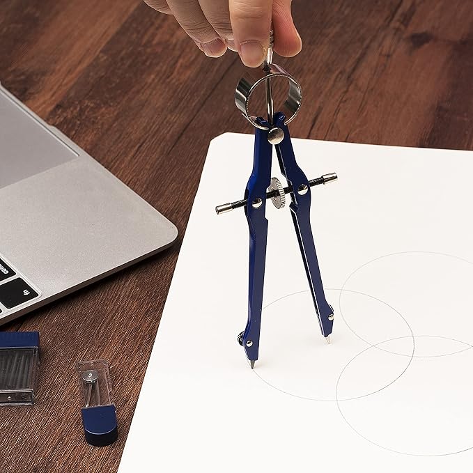 Mr. Pen- Professional Compass for Geometry, Extra Lead, Metal Compass Drawing Tool for Students, Drafting and Engineering, Technical Drawings, Circles and Geometry Projects