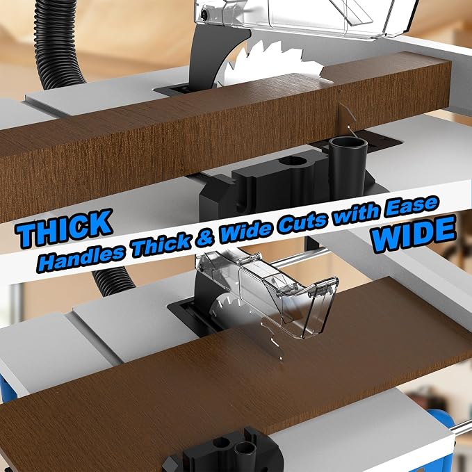 8-1/4-Inch Table Saw, 15-Amp 5500 RPM Motor, Heavy-Duty 80T Blade | Compact Woodworking Saw with Extendable Cast-Iron Table, 0-45° Bevel & Rip Fence, Ergonomic & Easy to Use for Home DIY