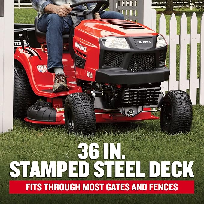 CRAFTSMAN 36" Gas Riding Lawn Mower with 11.5 HP* Briggs and Stratton Single-Cylinder Engine, Gas Lawn Tractor with 7-Speed Transmission, Red/Black (13AC77XYA93)