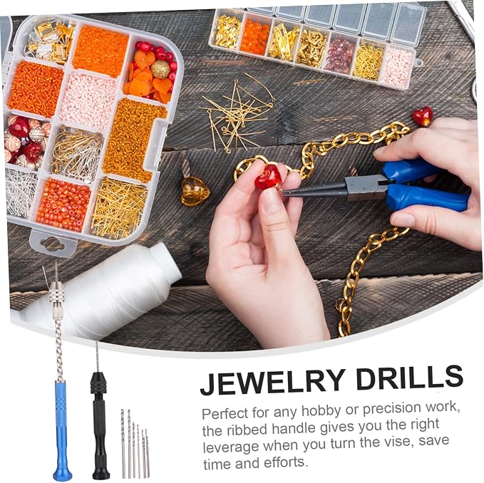 Angoily 3sets Hand Drills for Jewelry Making Twisted Drill Bits Pin Vise Tool Compact and Portable for Crafting