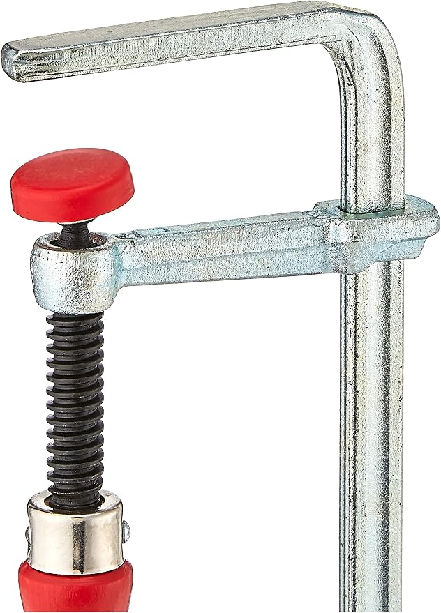 BESSEY GTR12 All Steel Table Clamp with 4 11/16 Capacity x 2 5/16 Throat Depth & 400 lb Clamping Force, Red/Silver