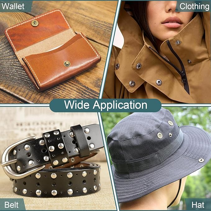 10pcs Snap Button Setter Tool Kits, Metal Button Punch Tool for DIY and Sewing Fabric Leather Bag Clothes Jackets Tarps Wallet Bracelets