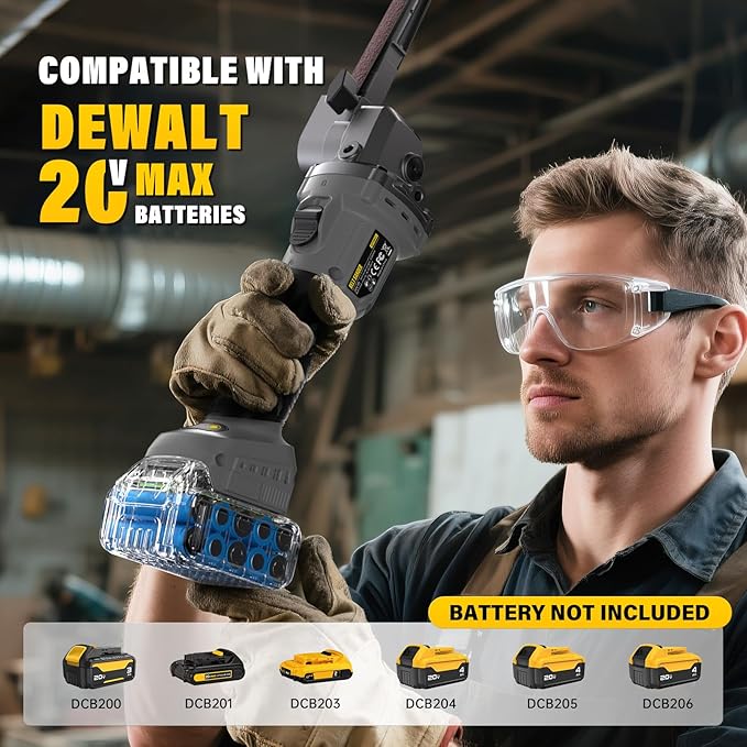 VERVEWAVE Cordless Detail Band file Sander Compatible with DEWALT 20V Battery, Finger Belt Sander with 6 Variable Speed, 170° Adjustable, 1/2"x18" Belt for Wood, Paint, Metal Rust, DIY (Tool Only)