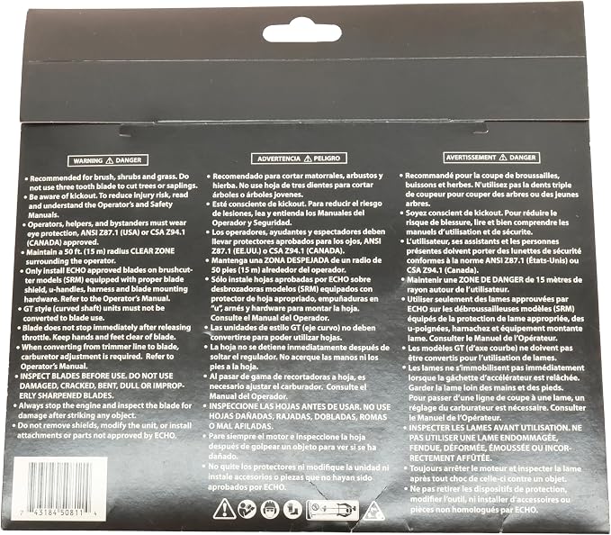ECHO 10 in. 3 Cutter Metal Blade (25 mm)